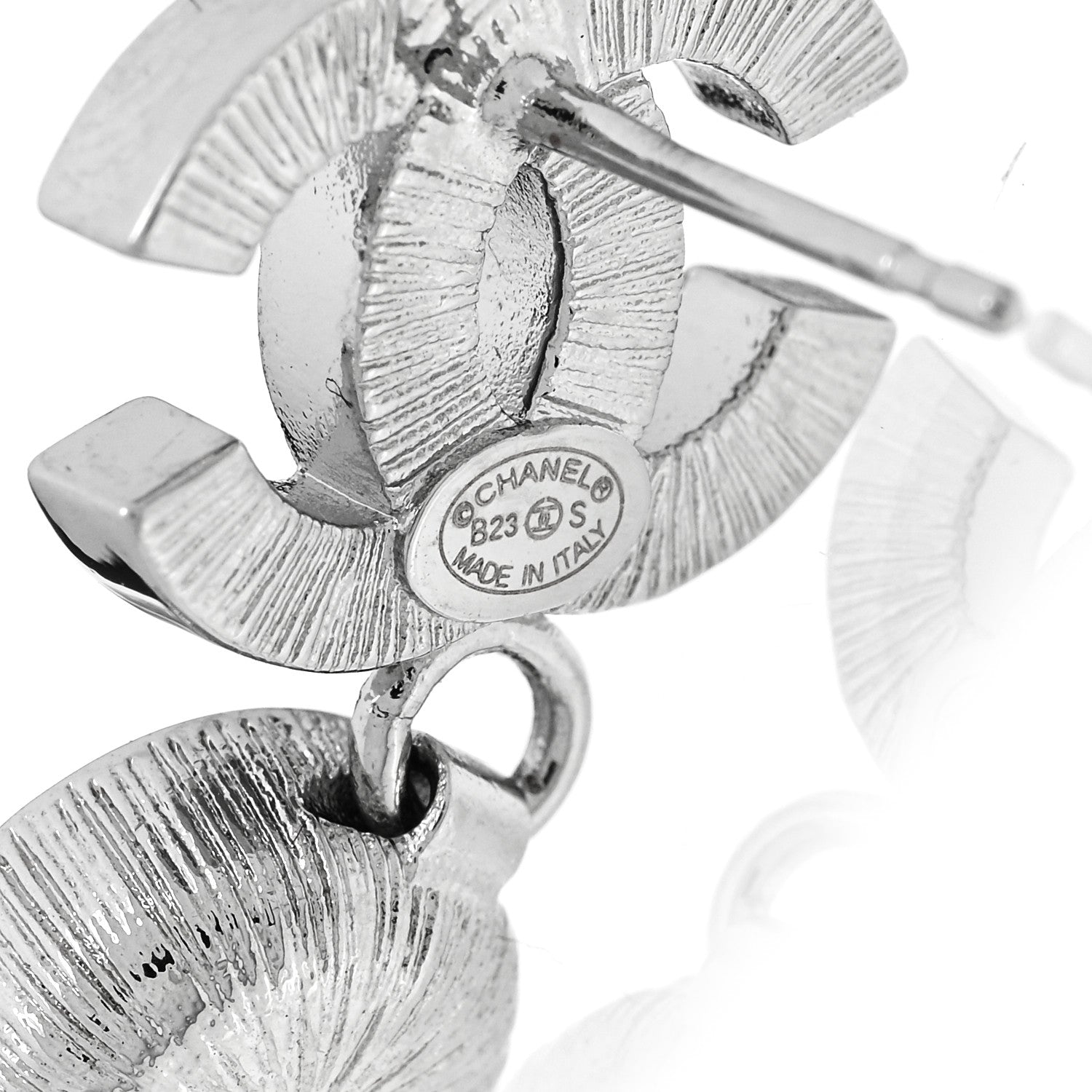 Chanel Crystal CC Long Drop Earrings Silver 4 of 4