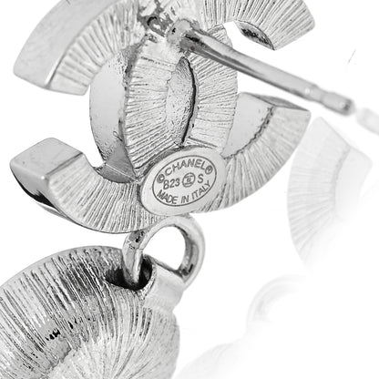 Chanel Crystal CC Long Drop Earrings Silver 4 of 4