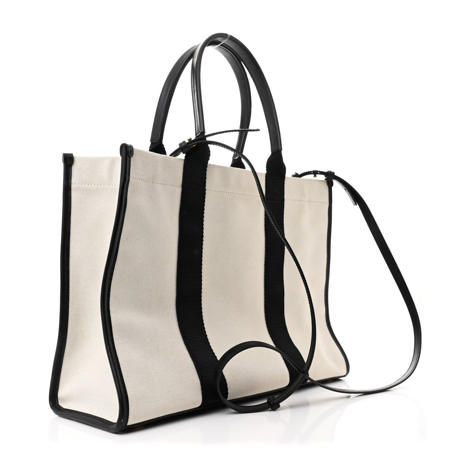 Balenciaga Canvas Calfskin Hardware Tote Natural Black 3 of 12