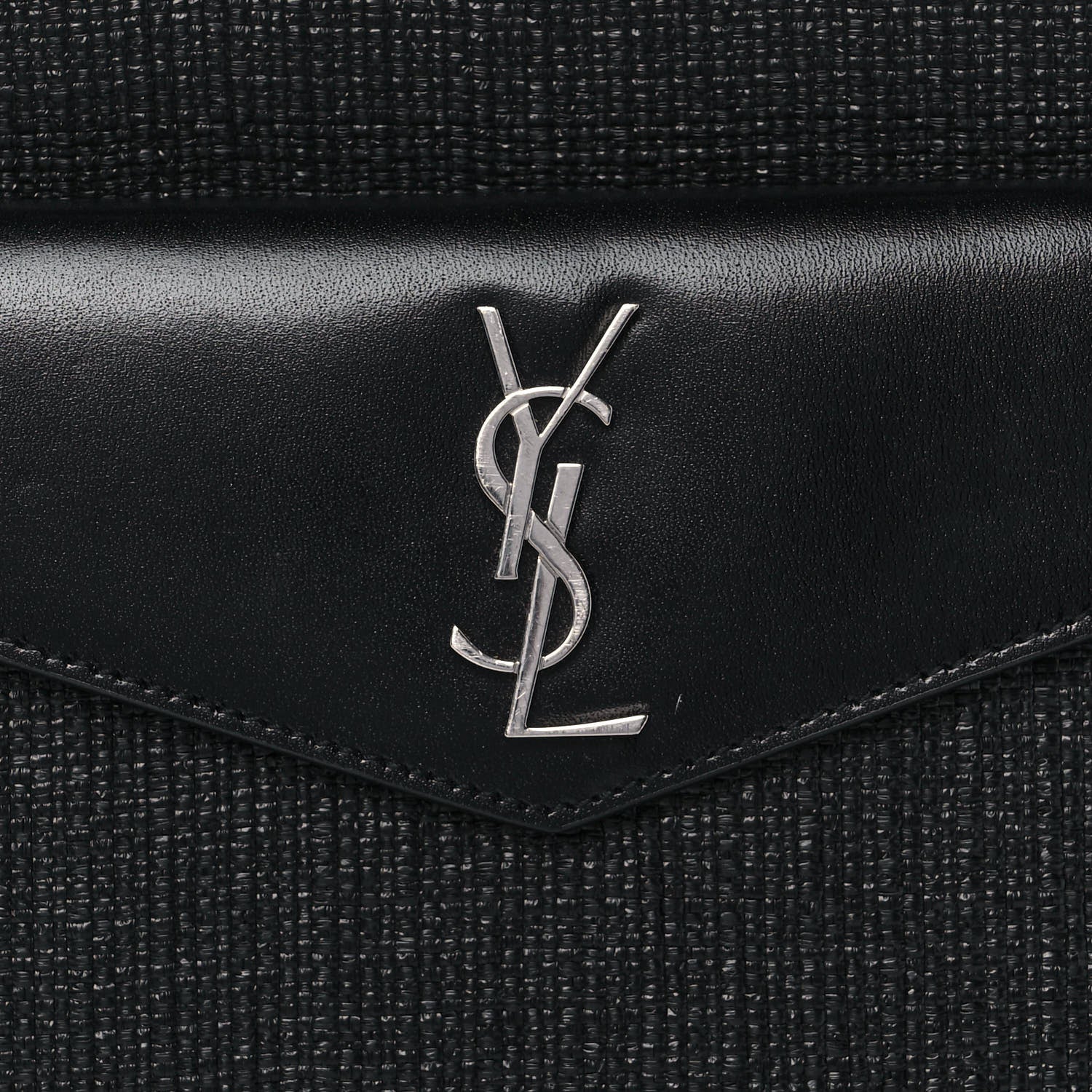 Saint Laurent Raffia Shiny Calfskin Medium Uptown Tote Black 9 of 13