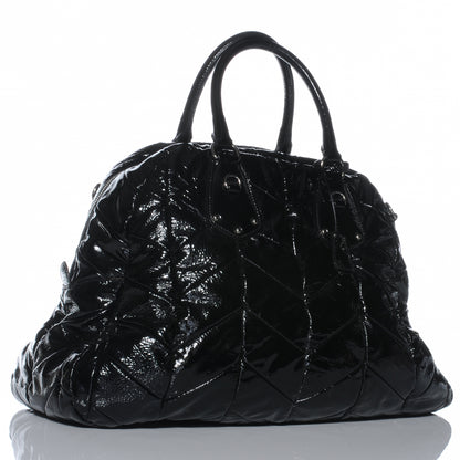 Prada Vernice Chevron Dome Satchel Black 3 of 8