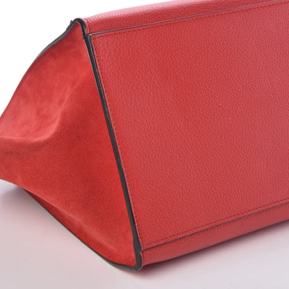 Celine Drummed Calfskin Suede Medium Trapeze Coquelicot 14 of 17