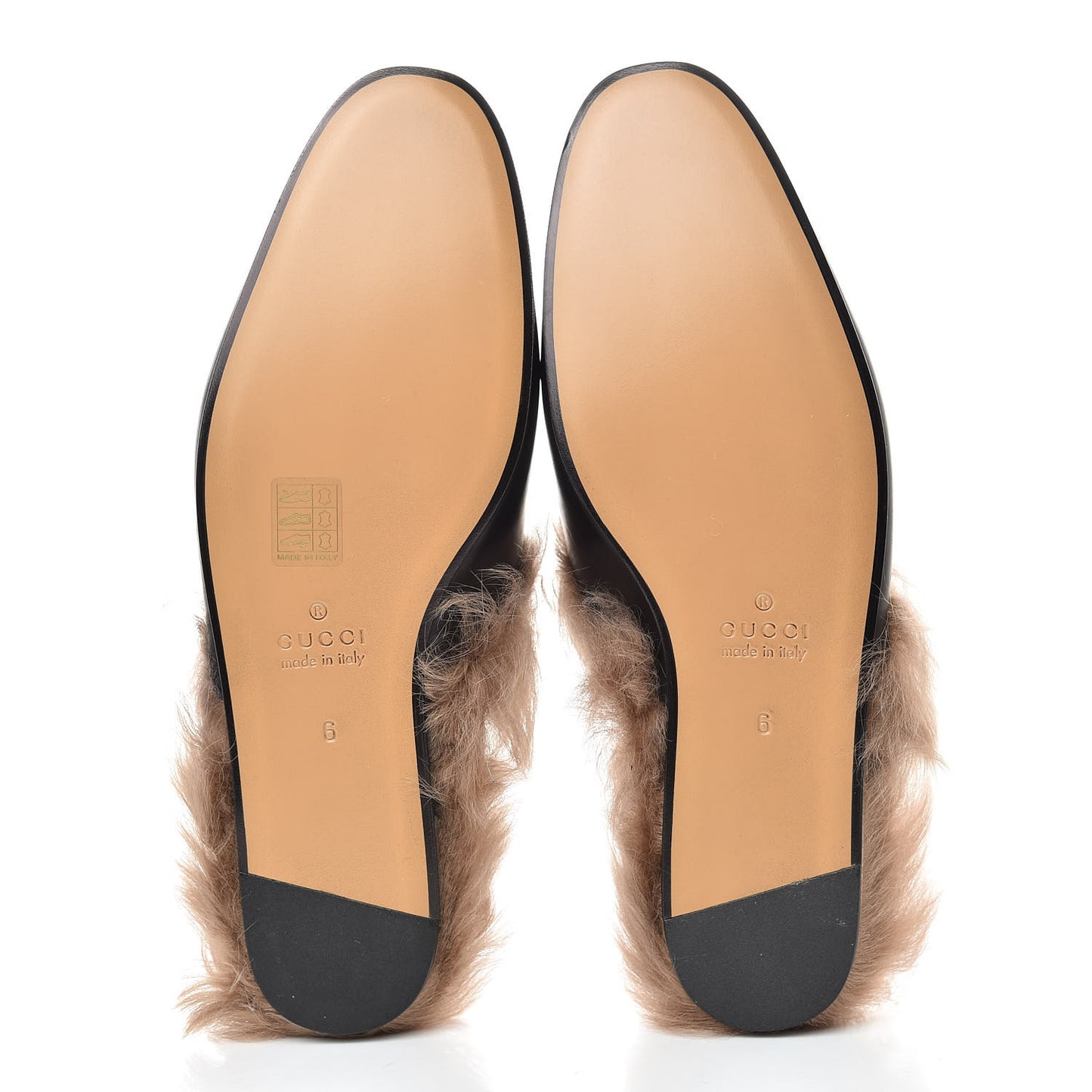 Calfskin Fur Mens Princetown Slippers 6 Black
