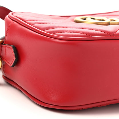 Gucci Calfskin Matelasse Small GG Marmont Chain Shoulder Bag Hibiscus Red 9 of 11