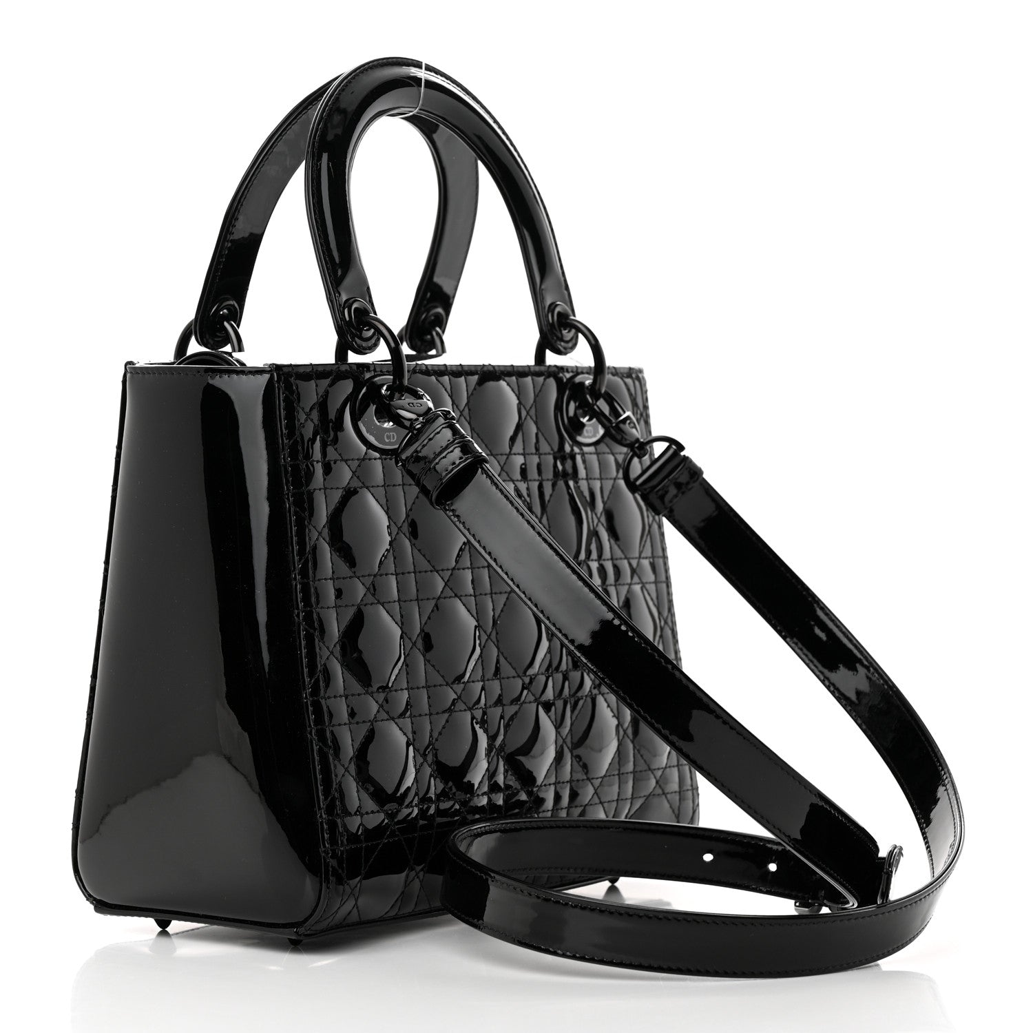 Christian Dior Ultraglossy Patent Cannage Medium Lady Dior Black 2 of 9