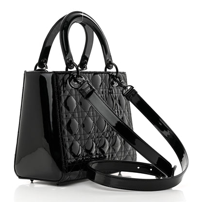 Christian Dior Ultraglossy Patent Cannage Medium Lady Dior Black 2 of 9