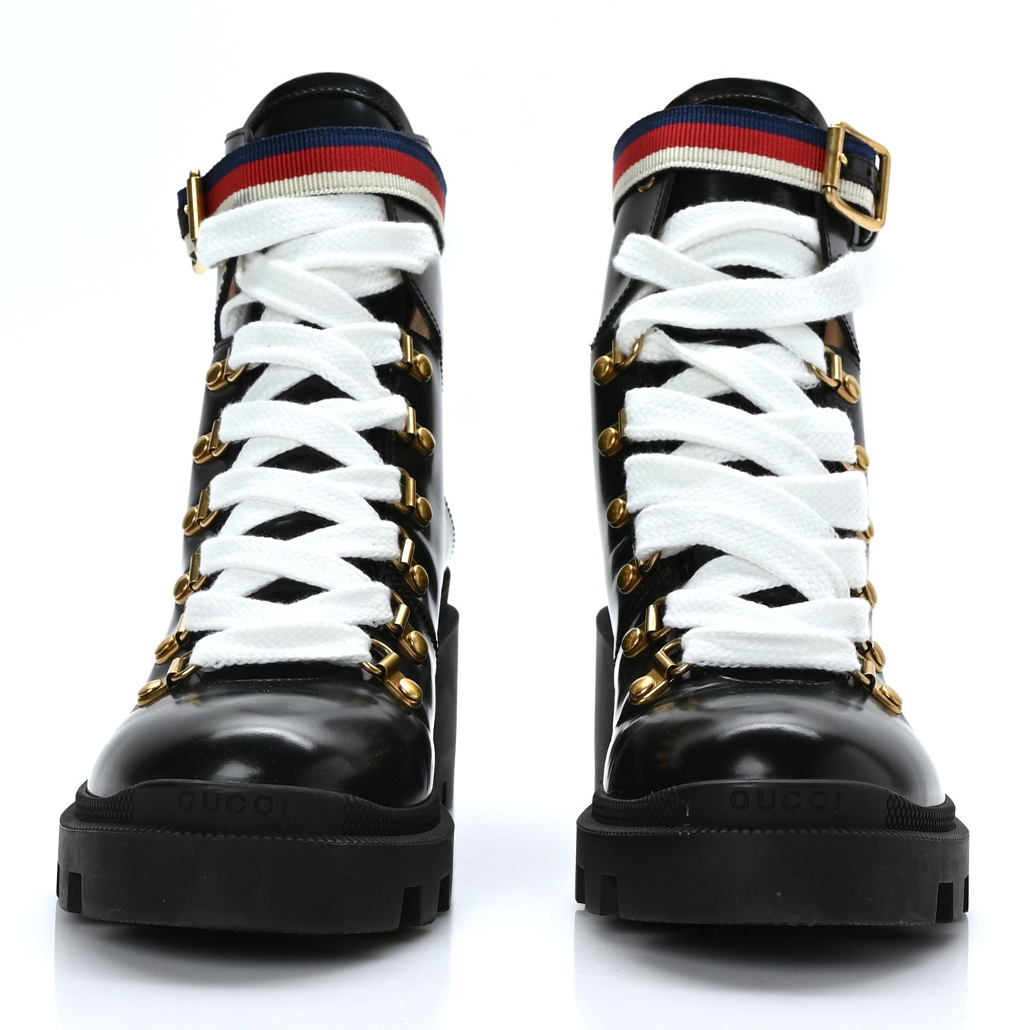 Calfskin Sylvie Web Womens Lace Up Combat Boots 38 Black