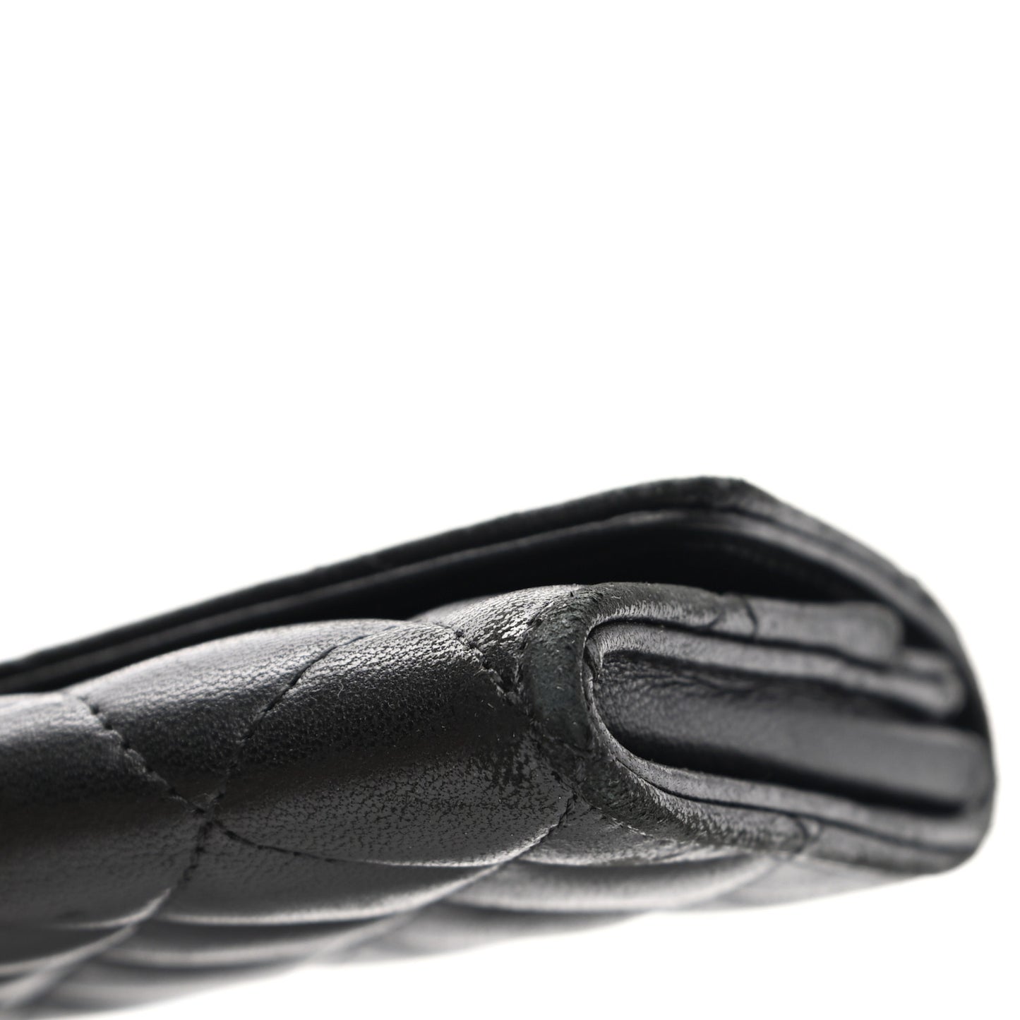 Lambskin Quilted Flap Card Holder Wallet Black