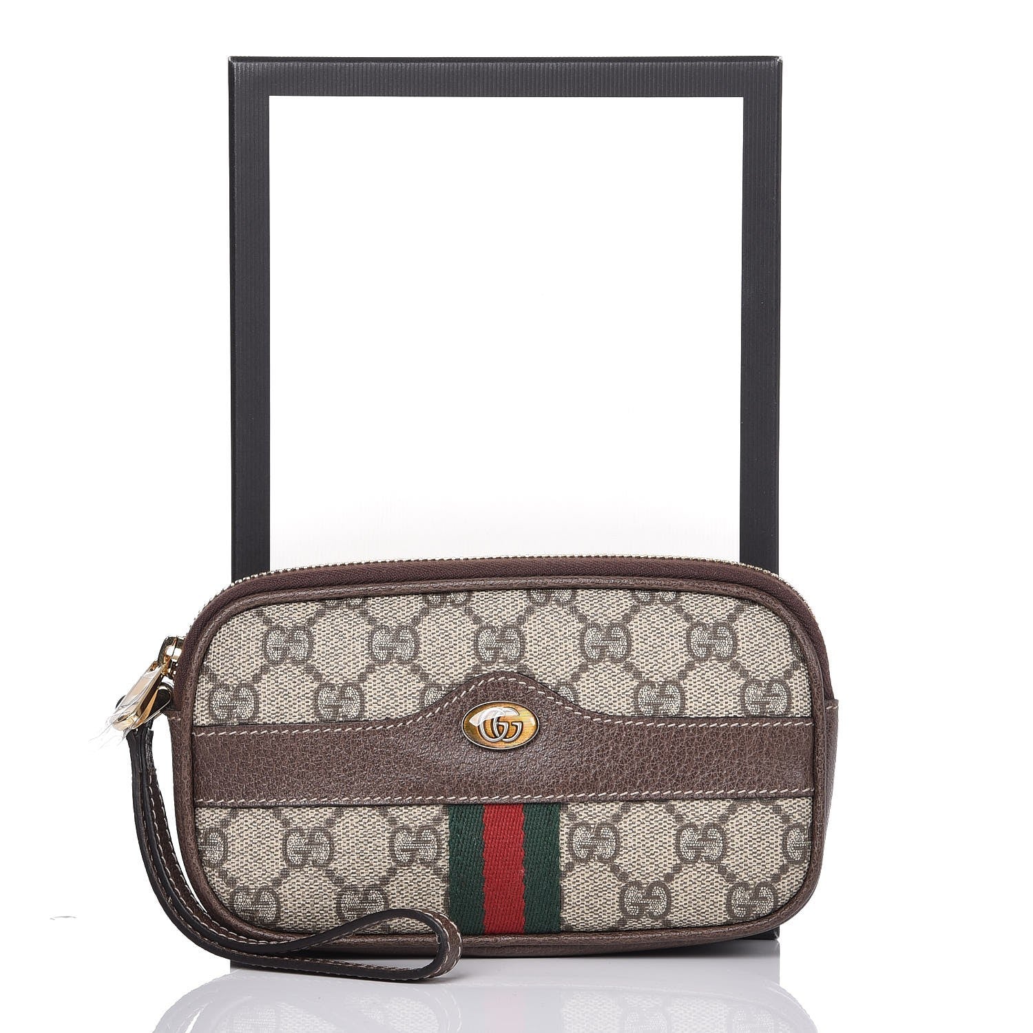 Gucci GG Supreme Monogram Ophidia Phone Case Wristlet Brown 12 of 12