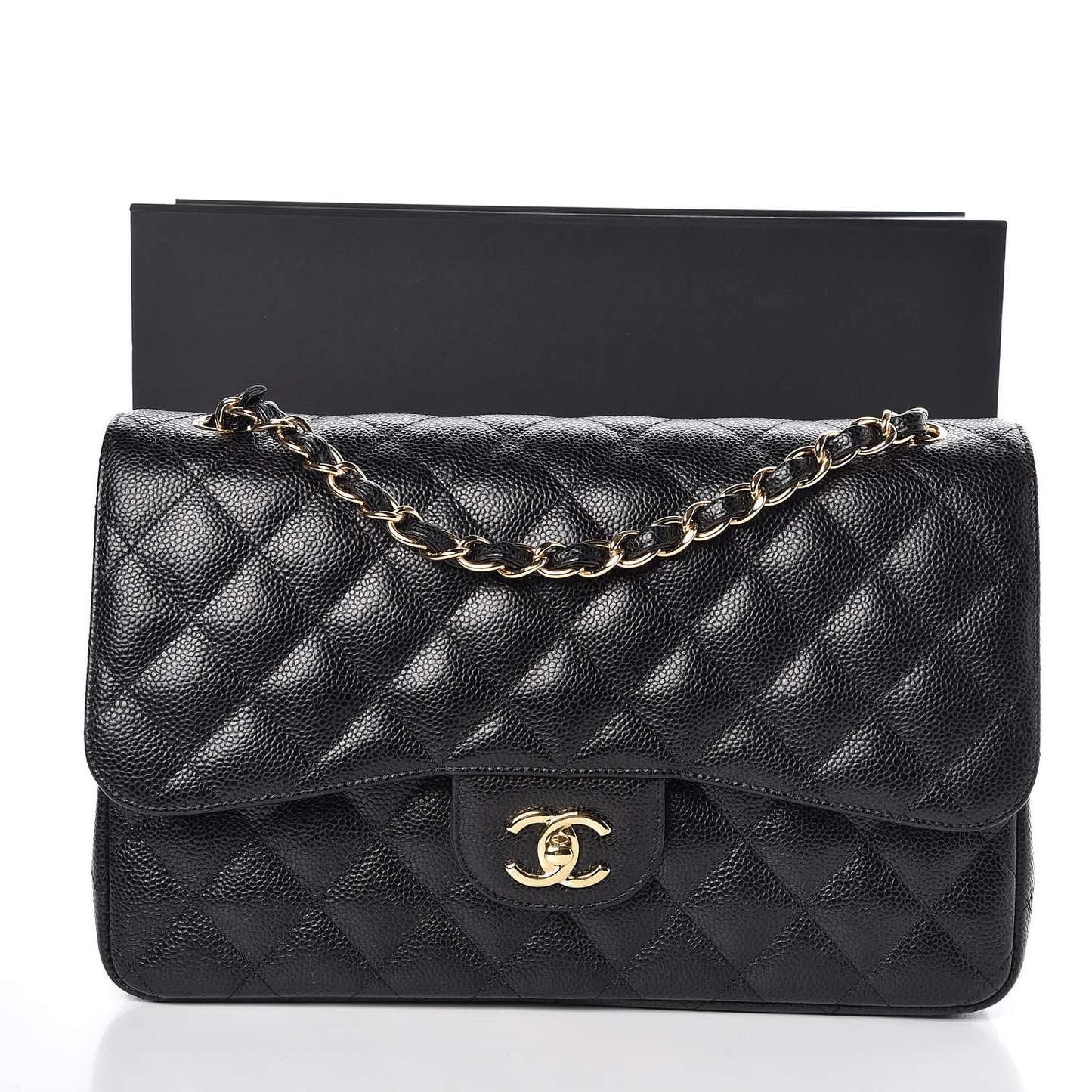 Caviar Quilted Jumbo Double Flap Black
