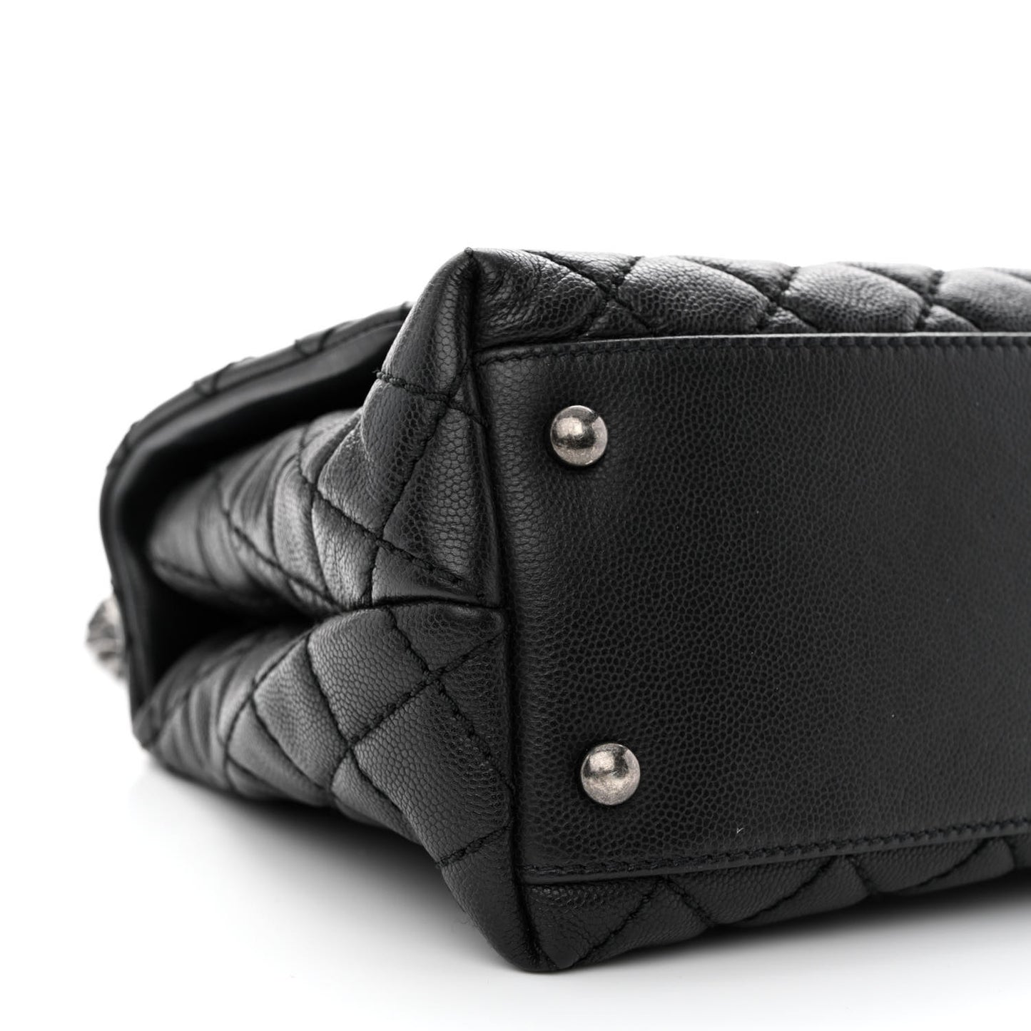 Caviar Quilted Small Coco Handle Flap Black