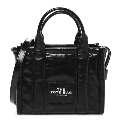 Marc Jacobs Shiny Crinkled Calfskin Small The Tote Bag Black 1 of 10