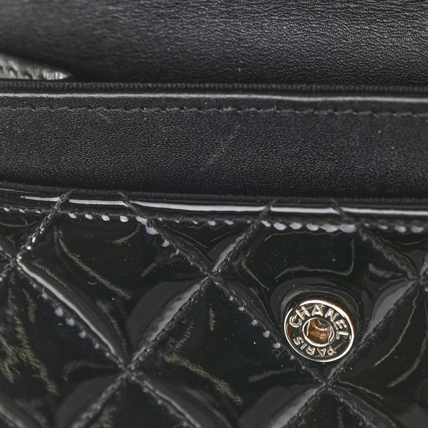 Patent Quilted Flap Card Holder Black