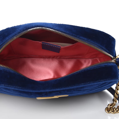 Gucci Velvet Matelasse Small GG Marmont Chain Shoulder Bag Cobalt 6 of 8