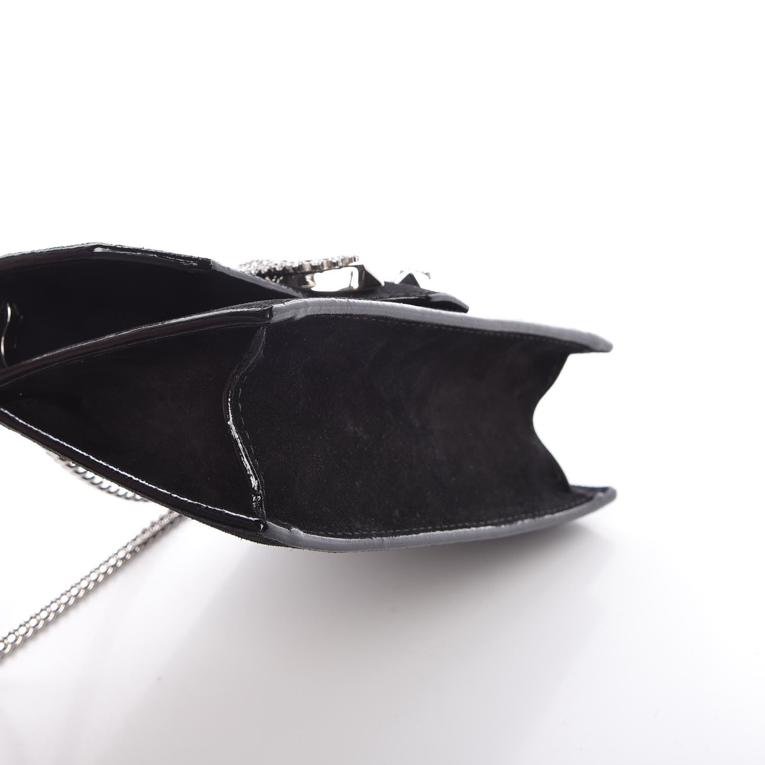 Jimmy Choo Suede Crystal Buckle Paris Crossbody Bag Black 5 of 10