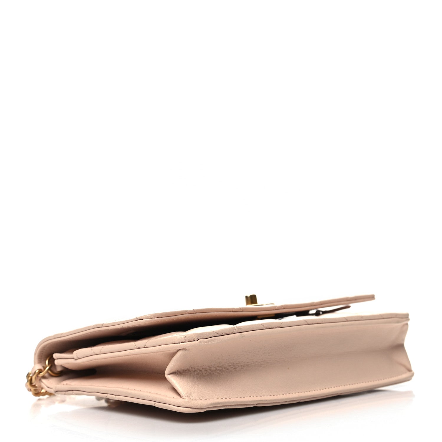 Chanel Lambskin Quilted CC Pearl Crush Wallet on Chain WOC Light Beige 4 of 11