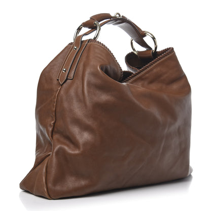 Gucci Calfskin Large Horsebit Chain Hobo Brown 3 of 11