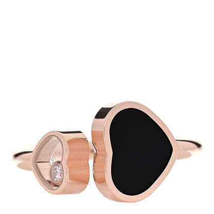 Chopard 18K Rose Gold Diamond Black Onyx Happy Hearts Ring 52 6 1 of 7