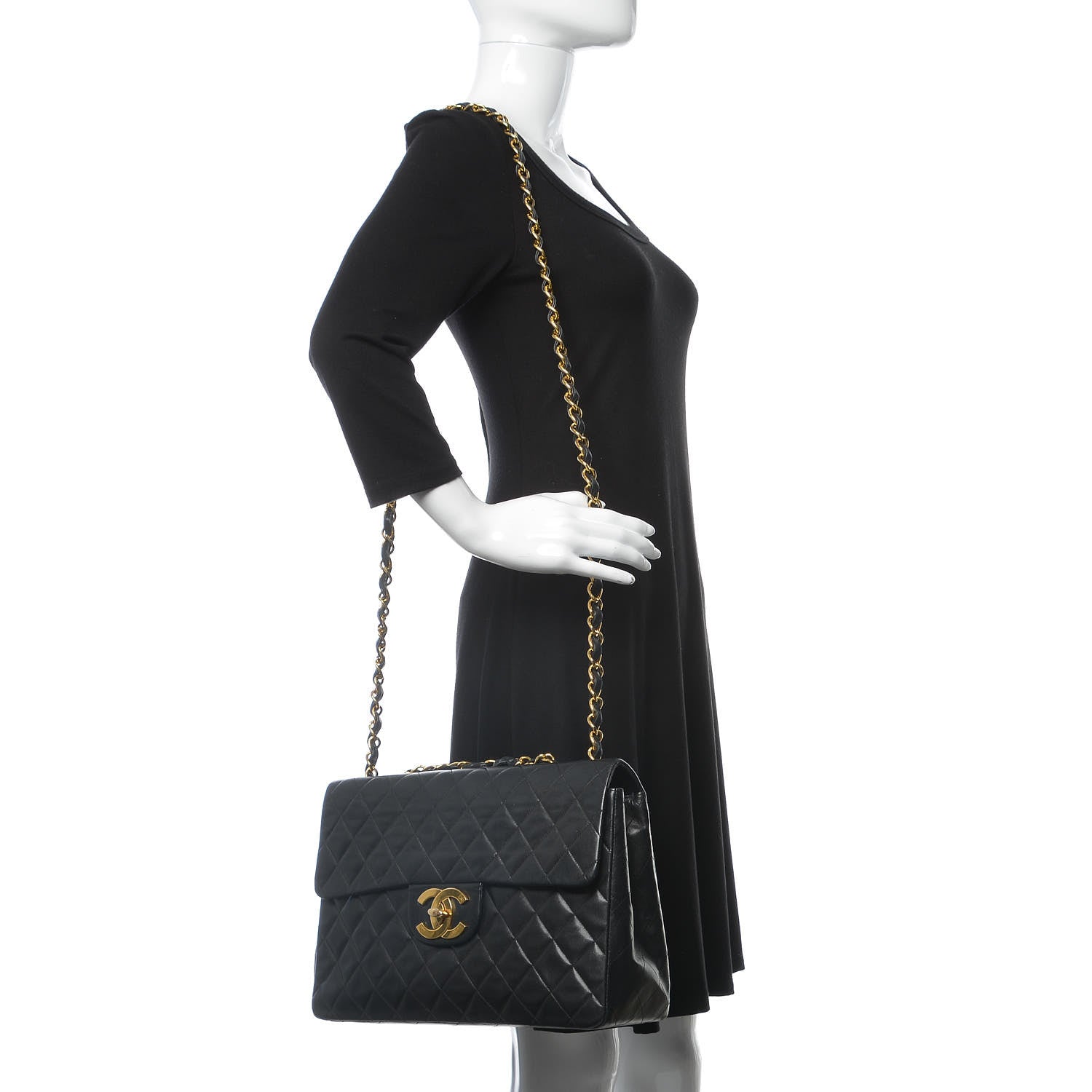 Chanel Lambskin Quilted XL Jumbo Single Flap Black 2 of 17