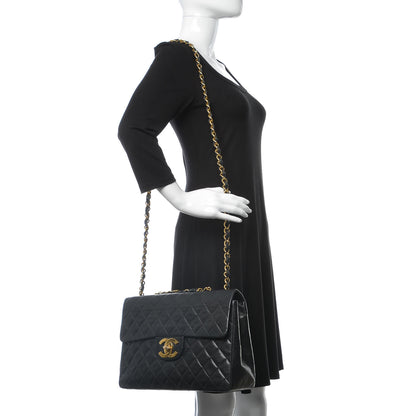 Chanel Lambskin Quilted XL Jumbo Single Flap Black 2 of 17
