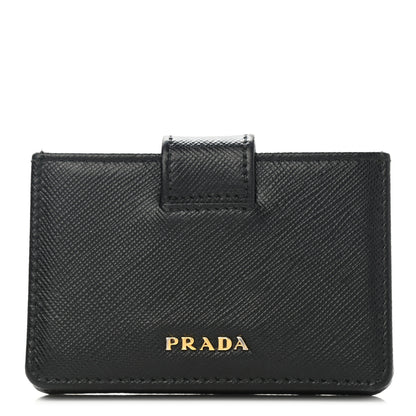 Prada Saffiano Metal Accordion Card Case Black 1 of 9