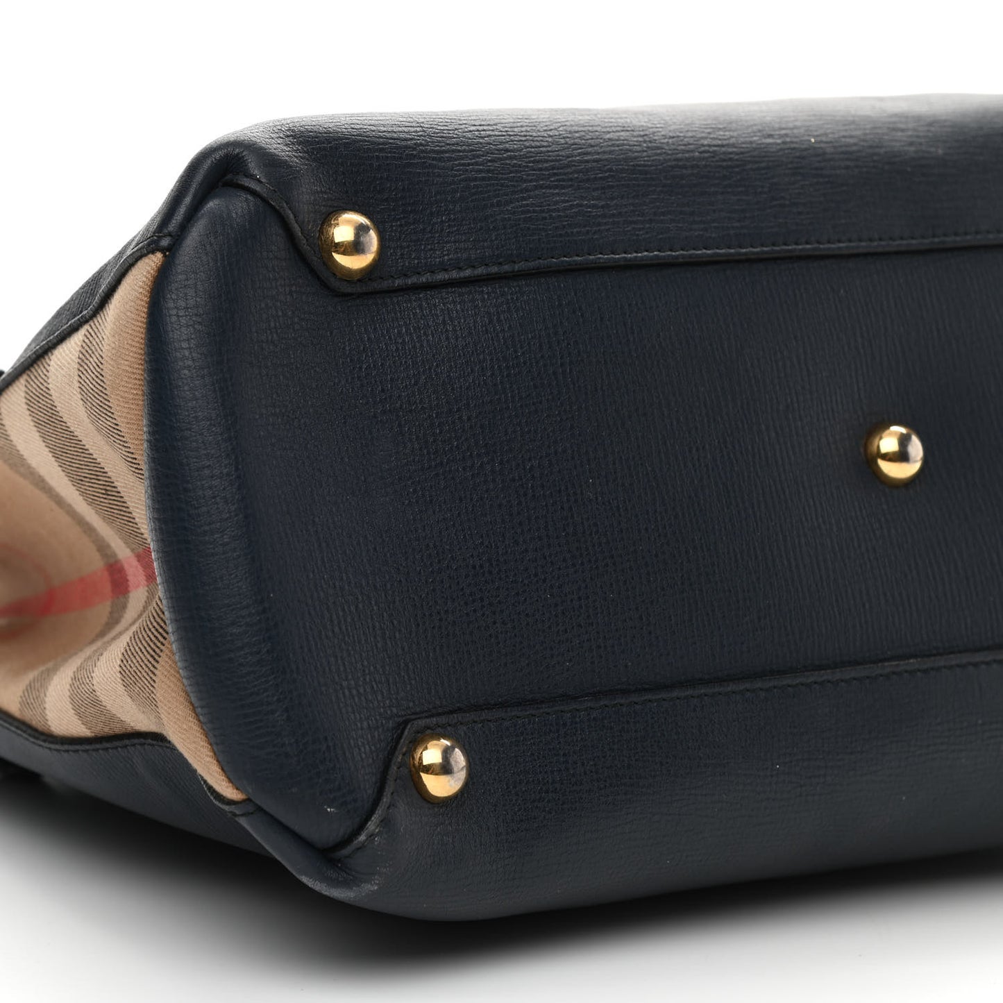 Grainy Calfskin House Check Medium Banner Tote Ink Blue