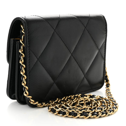 Chanel Calfskin Strass Quilted Clutch With Chain Flap Black 3 of 10