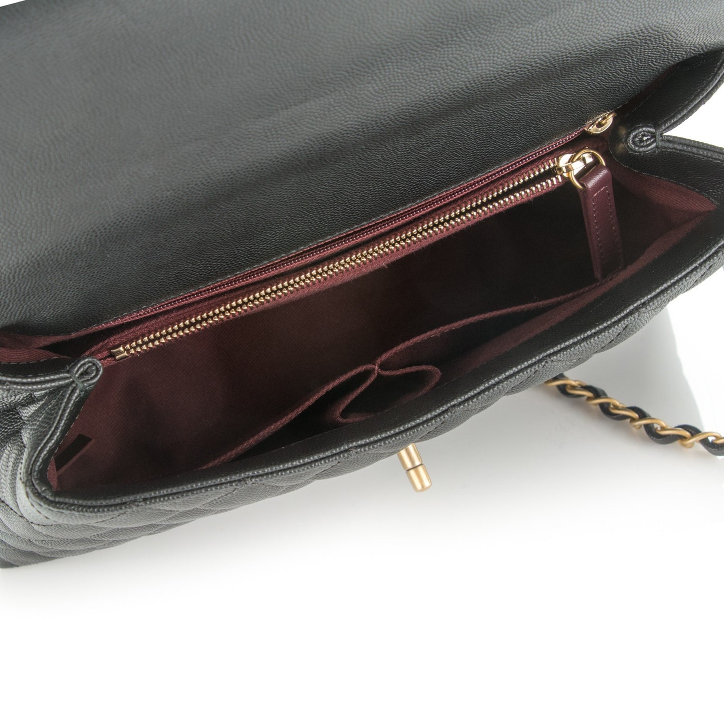 Caviar Quilted Small Coco Handle Flap Black