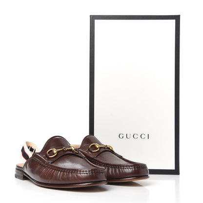 Gucci Goatskin Stripe Mens Horsebit Slingback Slippers 9 Brown 10 of 10