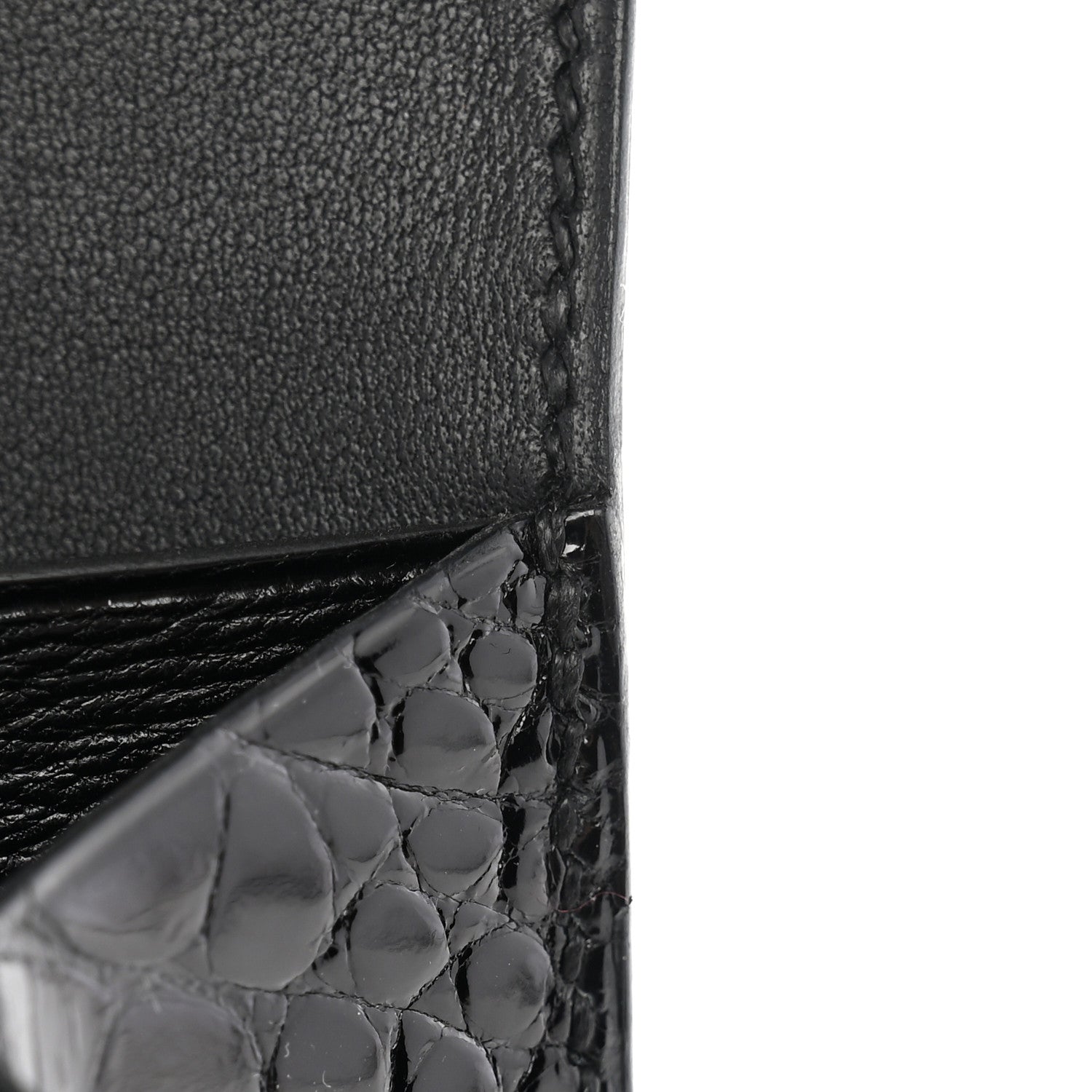 Hermes Shiny Alligator Constance Short Wallet Black 10 of 11