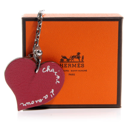 Hermes Chevre Chaine D'Amour Heart Key Chain Rouge Vif Orange 4 of 4