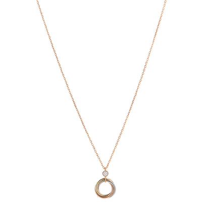 Cartier 18K Pink Yellow White Gold Diamond Trinity Pendant Necklace 1 of 5