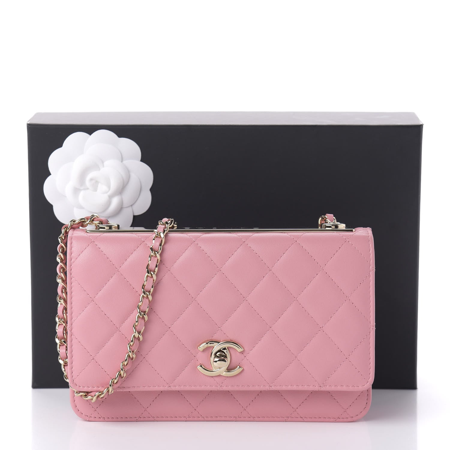 Chanel Lambskin Quilted Trendy CC Wallet On Chain WOC Pink 12 of 12