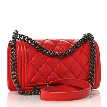 Chanel Calfskin Quilted Double Stitch Medium Boy Flap Red 3 of 12