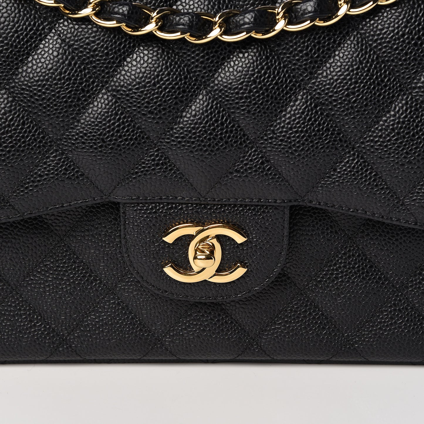 Caviar Quilted Jumbo Double Flap Black