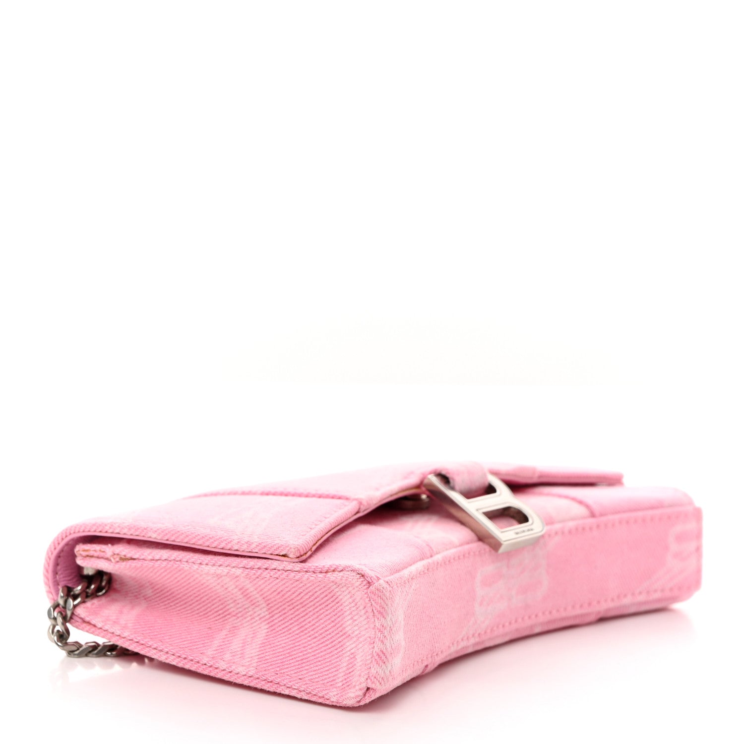 Balenciaga Denim XS Hourglass Wallet On Chain Pink 4 of 9