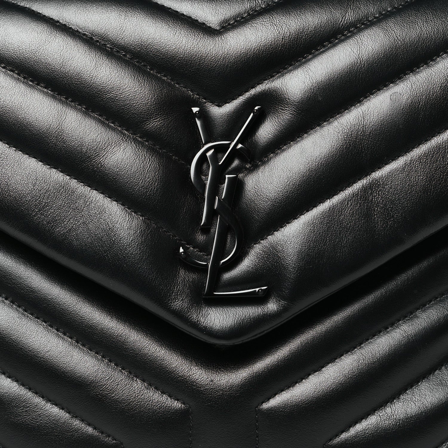 Saint Laurent Calfskin Y Quilted Monogram Monochrome Medium Loulou Chain Satchel Black 8 of 10