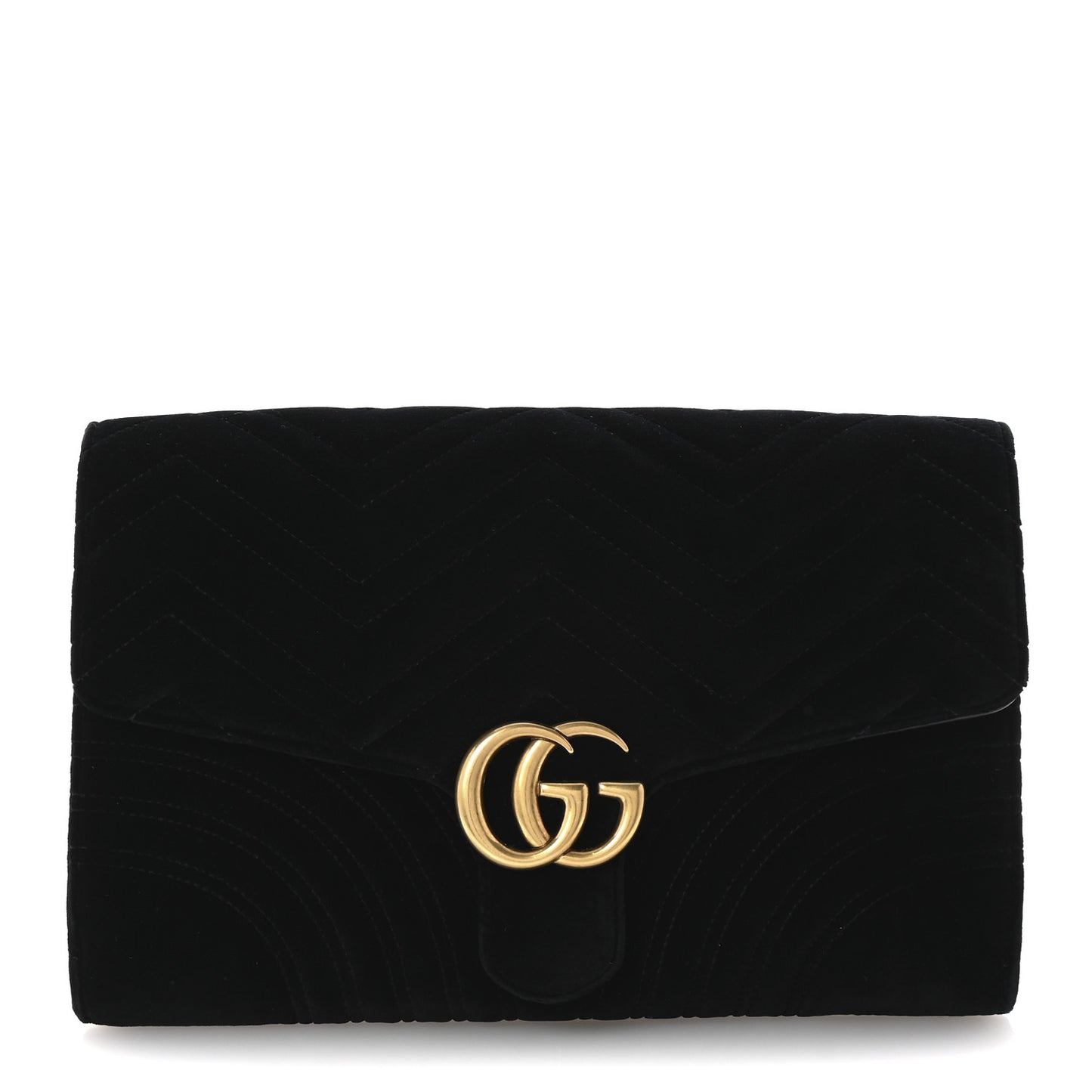 Velvet Matelasse GG Marmont Clutch Black