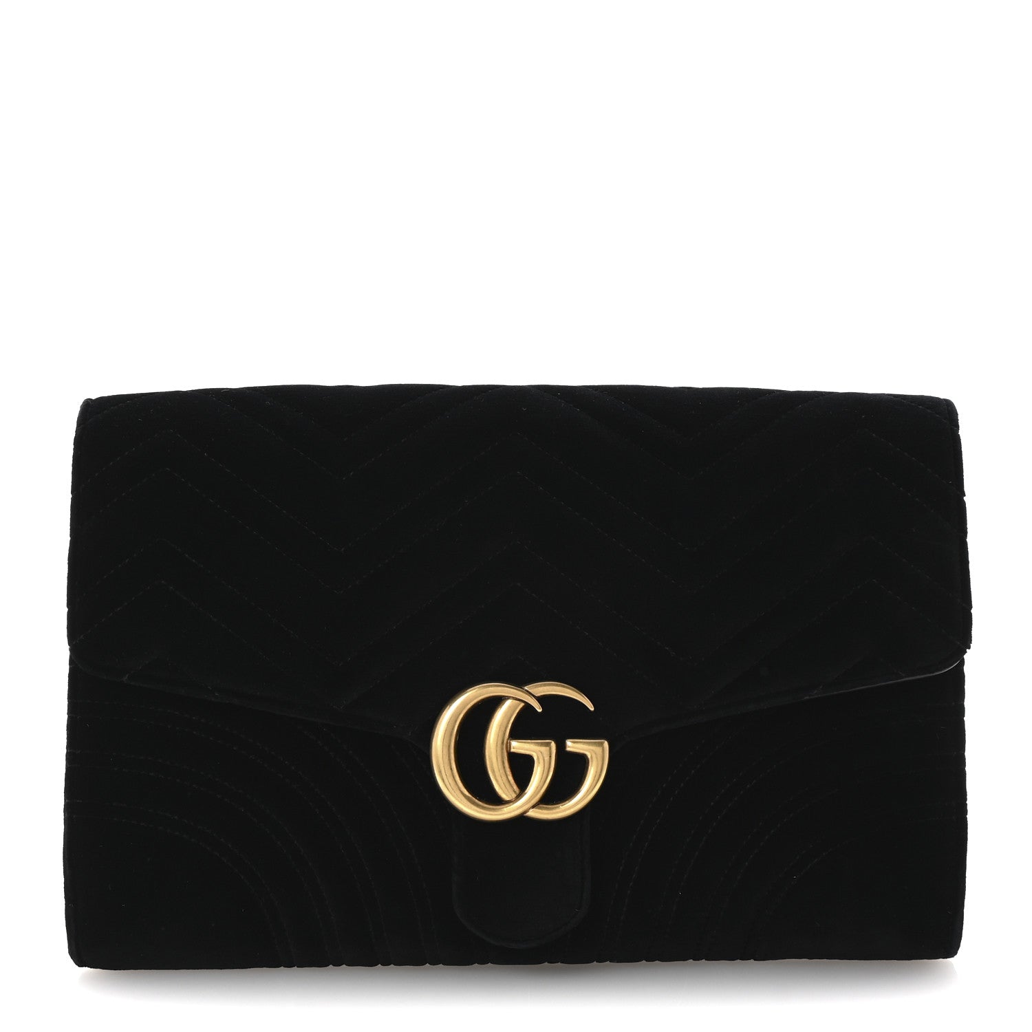 Gucci Velvet Matelasse GG Marmont Clutch Black 1 of 7