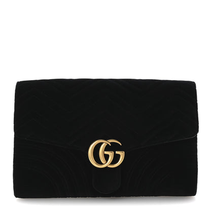 Gucci Velvet Matelasse GG Marmont Clutch Black 1 of 7
