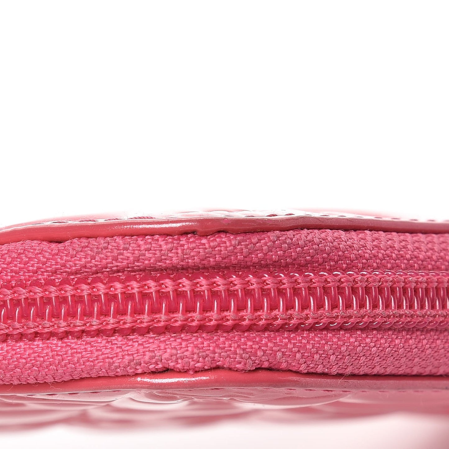 Patent Calfskin Lucky Symbols Zip Around Wallet Fuchsia