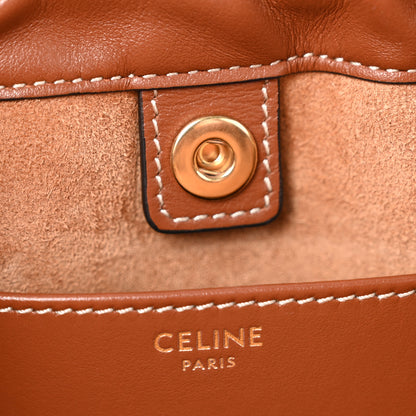 Celine Smooth Calfskin Cuir Small Triomphe Cabas Drawstring Tan 6 of 13