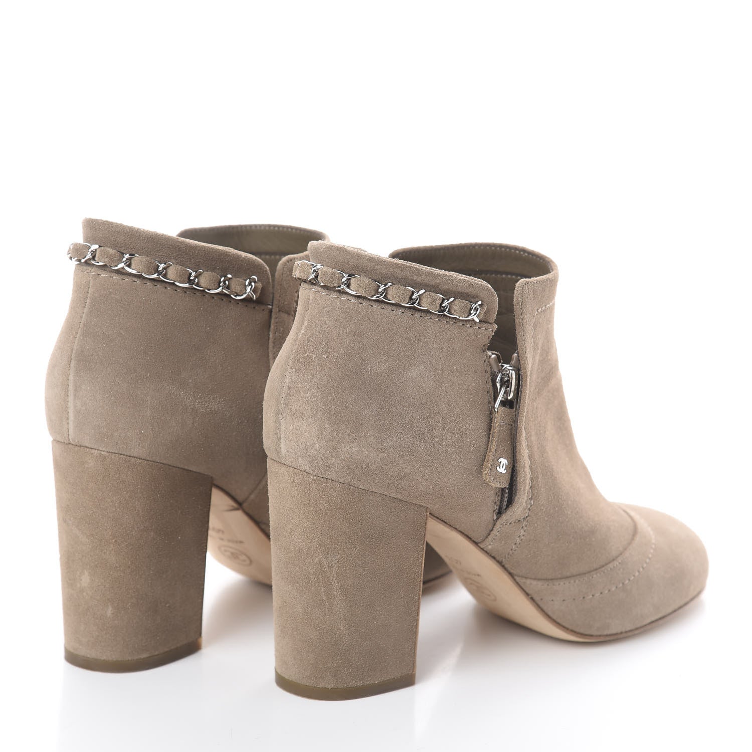 Chanel Suede CC Chain Ankle Boots 40.5 Beige 4 of 8