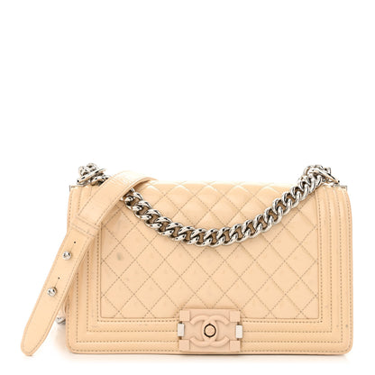 Chanel Patent Calfskin Quilted Medium Plexiglass Boy Flap Beige 1 of 18