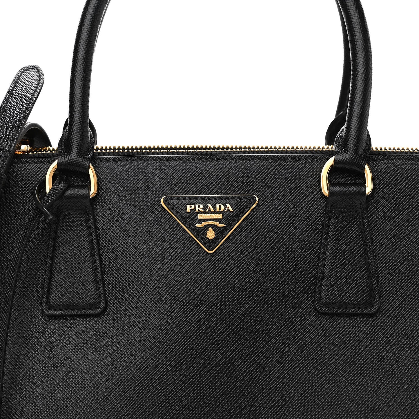 Saffiano Medium Galleria Double Zip Tote Black