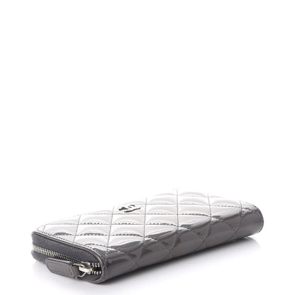 Chanel Patent Quilted Small Zip Around Wallet Grey 4 of 12