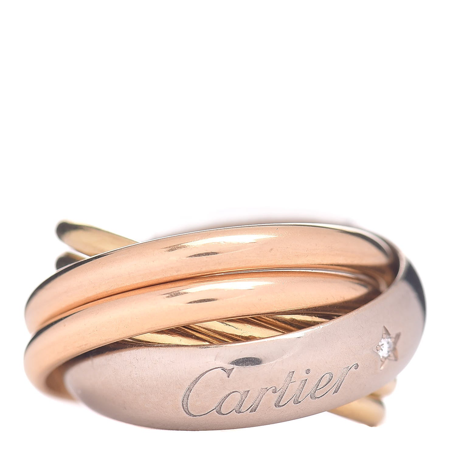 Cartier 18K Pink Yellow White Gold Diamond Trinity 6 Band Ring 52 6 1 of 4