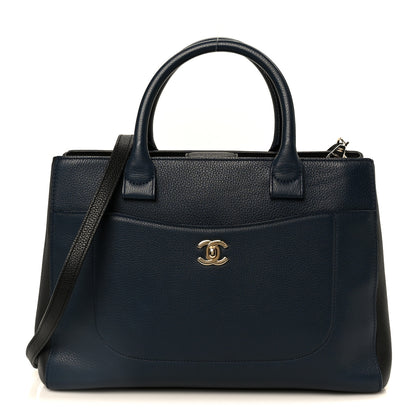 Chanel Grained Calfskin Small Neo Executive Shopper Tote Dark Blue Black 1 of 10