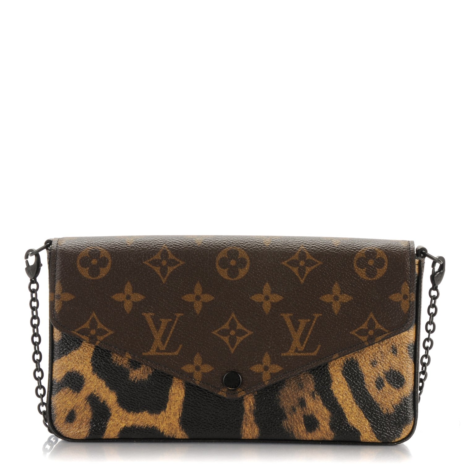 Louis Vuitton Monogram Animal Print Pochette Felicie Chain Wallet 1 of 8