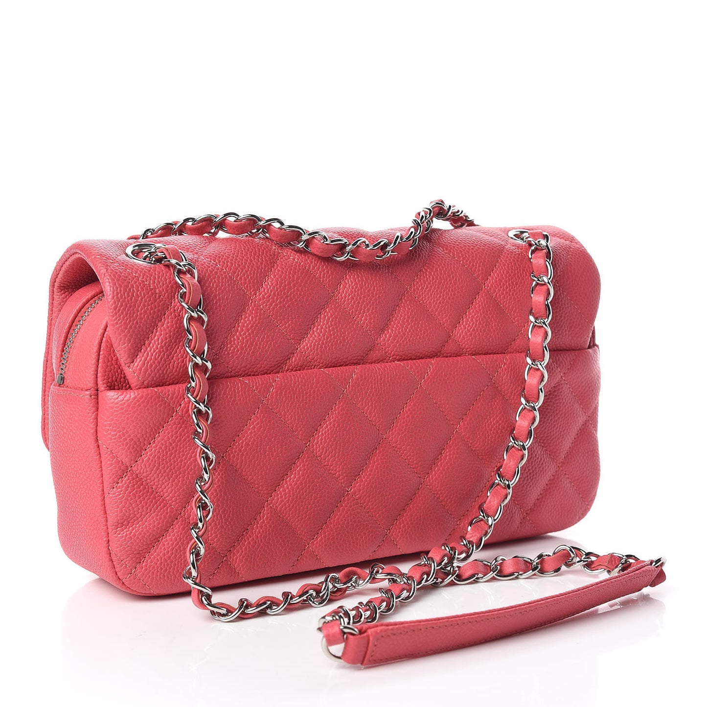 Caviar Quilted Medium Easy Flap Coral